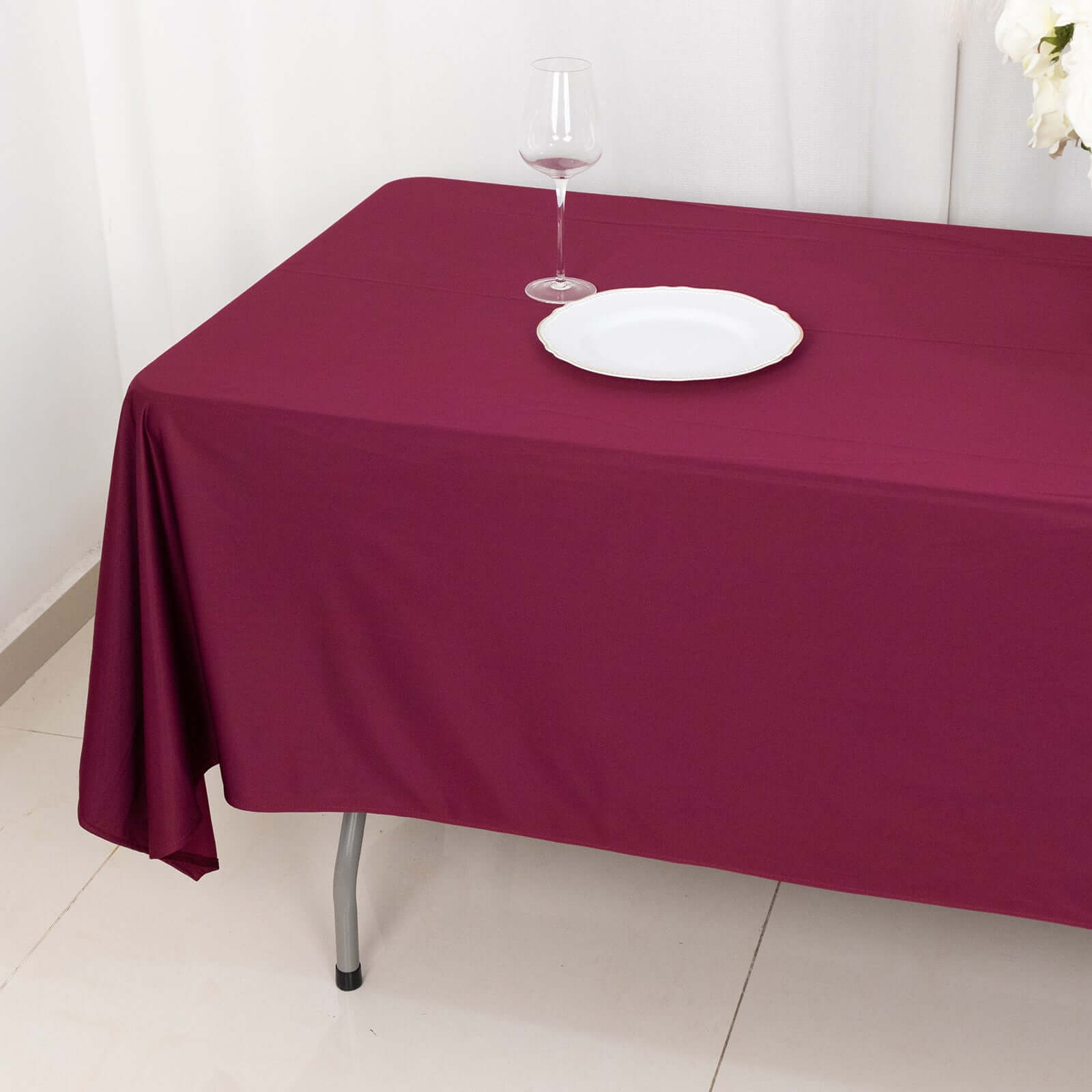 Scuba Rectangular 60"x102" Tablecloth Burgundy - Wrinkle Free & Stain Resistant Table Cover - Bell Racket Store