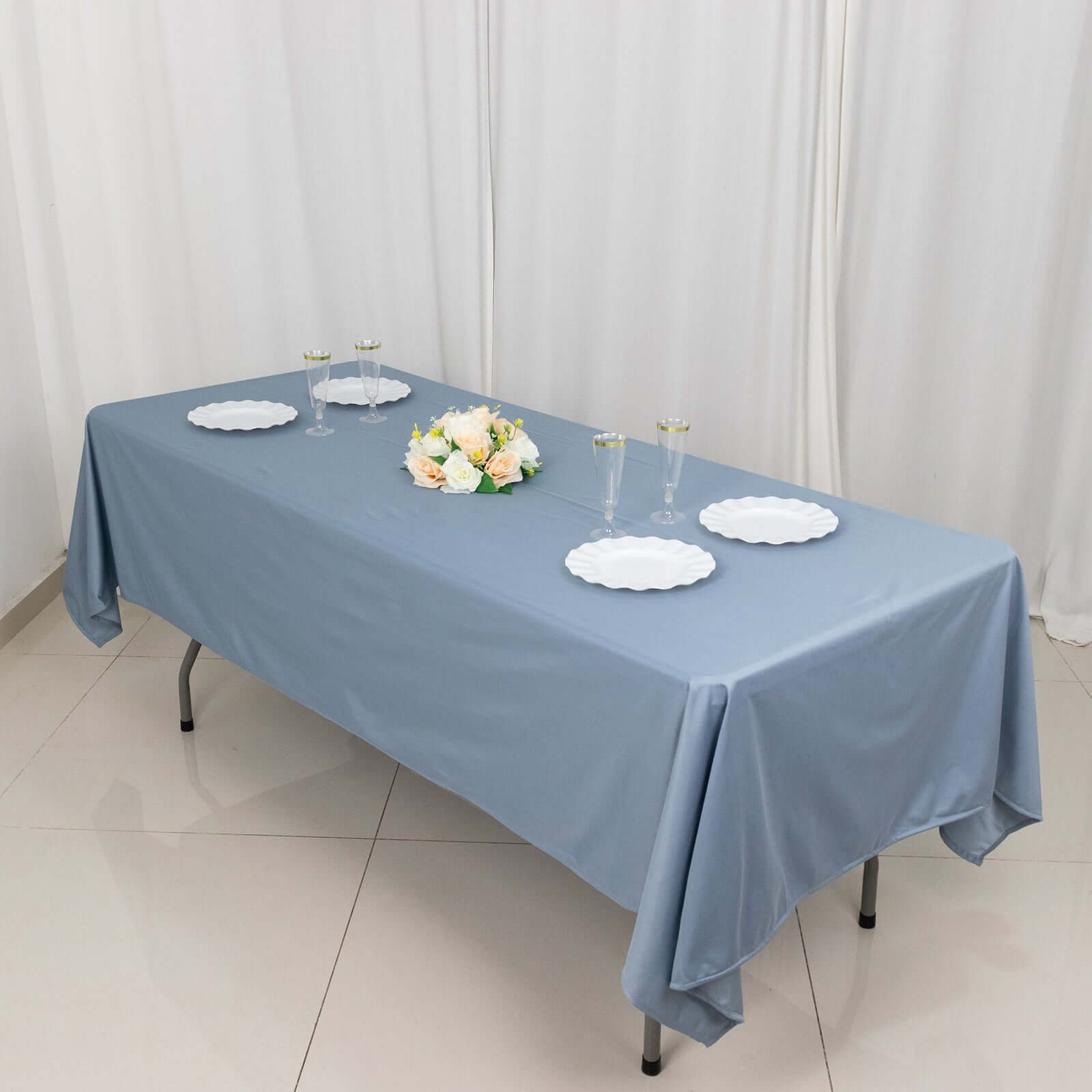 Scuba Rectangular 60"x102" Tablecloth Dusty Blue - Wrinkle Free & Stain Resistant Table Cover - Bell Racket Store