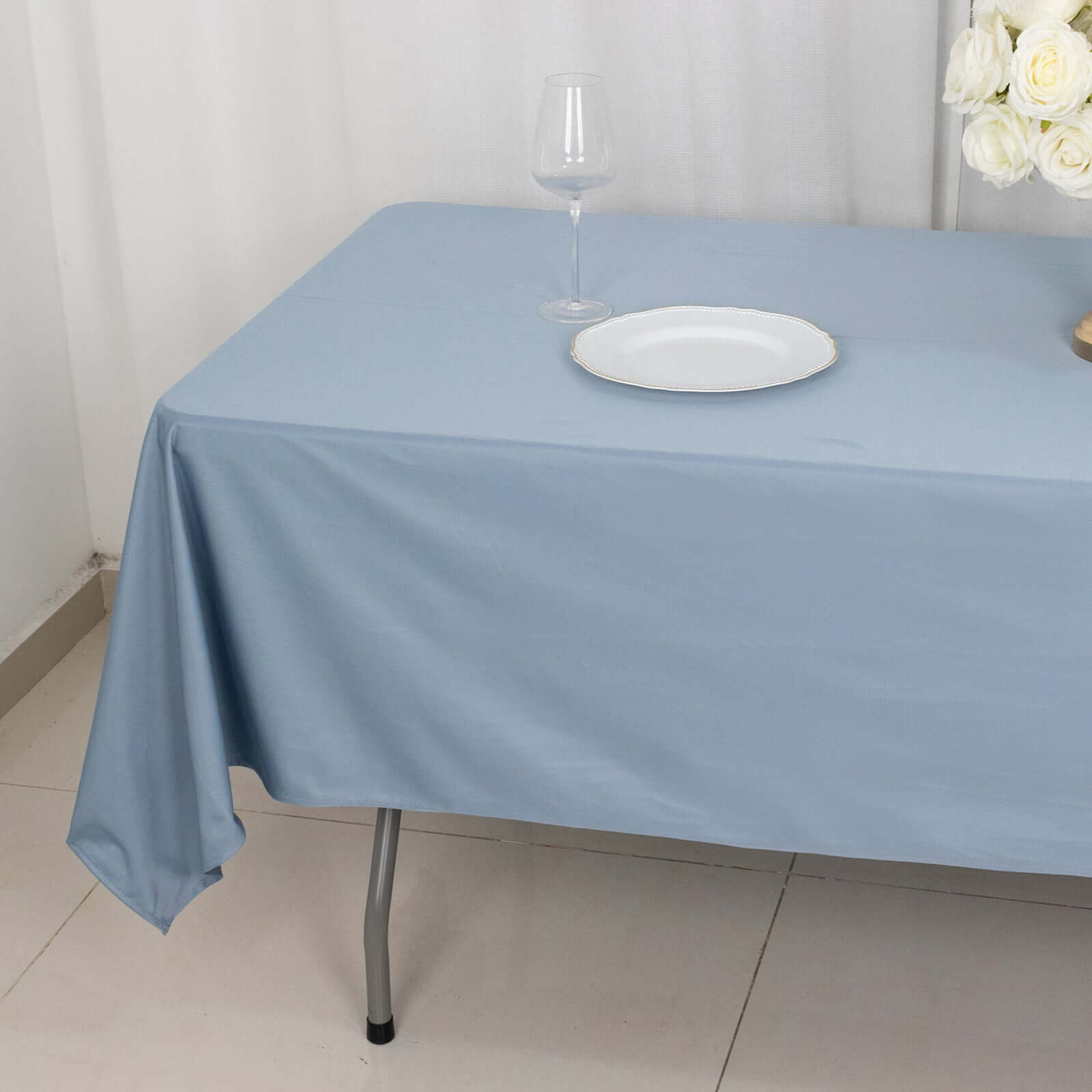 Scuba Rectangular 60"x102" Tablecloth Dusty Blue - Wrinkle Free & Stain Resistant Table Cover - Bell Racket Store