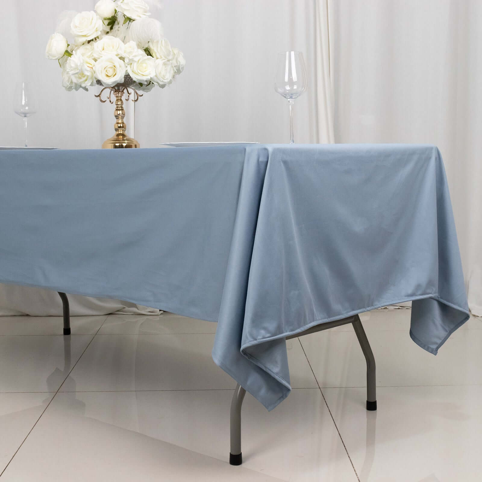 Scuba Rectangular 60"x102" Tablecloth Dusty Blue - Wrinkle Free & Stain Resistant Table Cover - Bell Racket Store