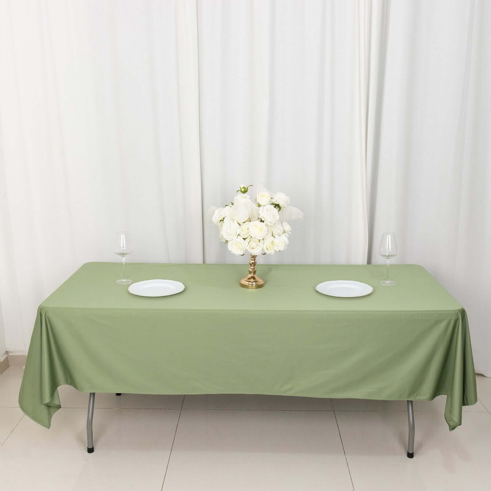 Scuba Rectangular 60"x102" Tablecloth Dusty Sage Green - Wrinkle Free & Stain Resistant Table Cover - Bell Racket Store