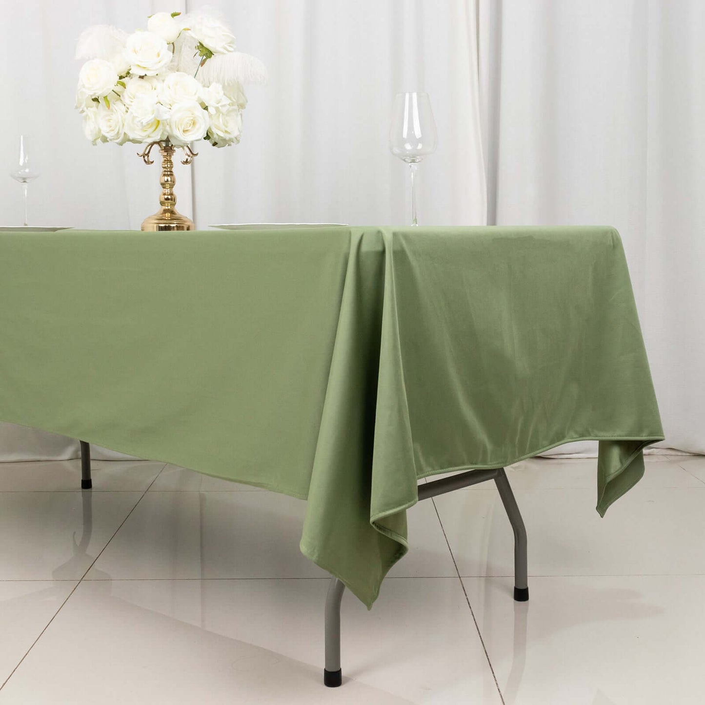Scuba Rectangular 60"x102" Tablecloth Dusty Sage Green - Wrinkle Free & Stain Resistant Table Cover - Bell Racket Store