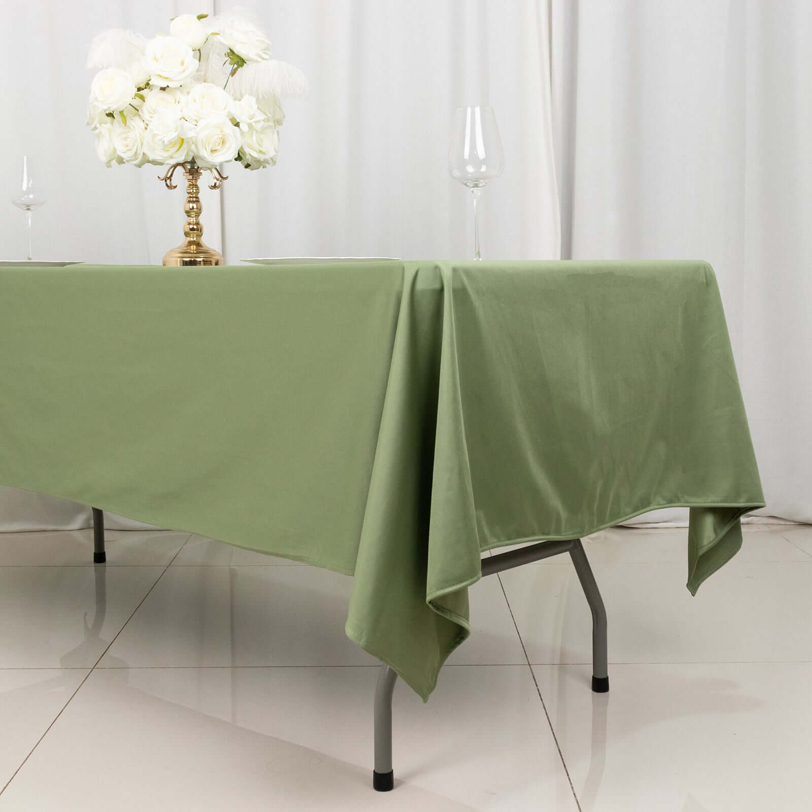 Scuba Rectangular 60"x102" Tablecloth Dusty Sage Green - Wrinkle Free & Stain Resistant Table Cover - Bell Racket Store