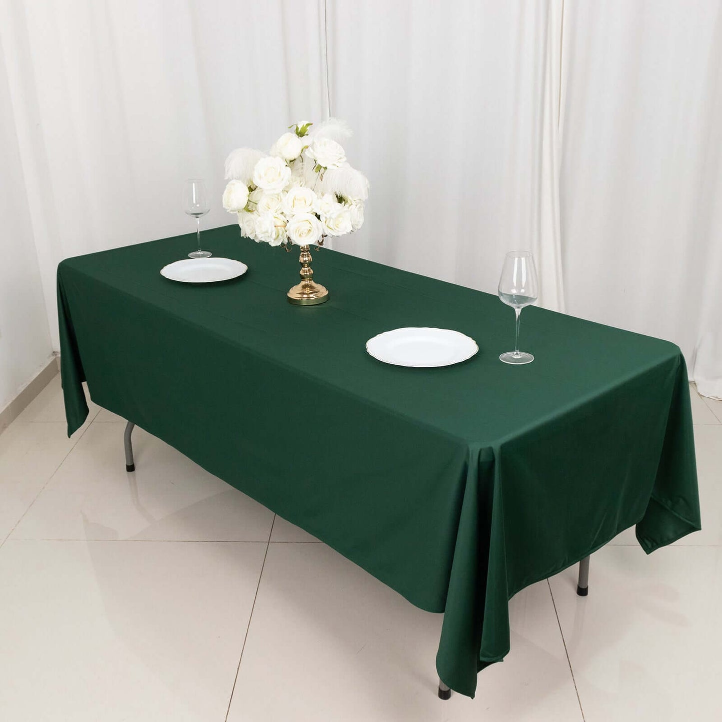Scuba Rectangular 60"x102" Tablecloth Hunter Emerald Green - Wrinkle Free & Stain Resistant Table Cover - Bell Racket Store