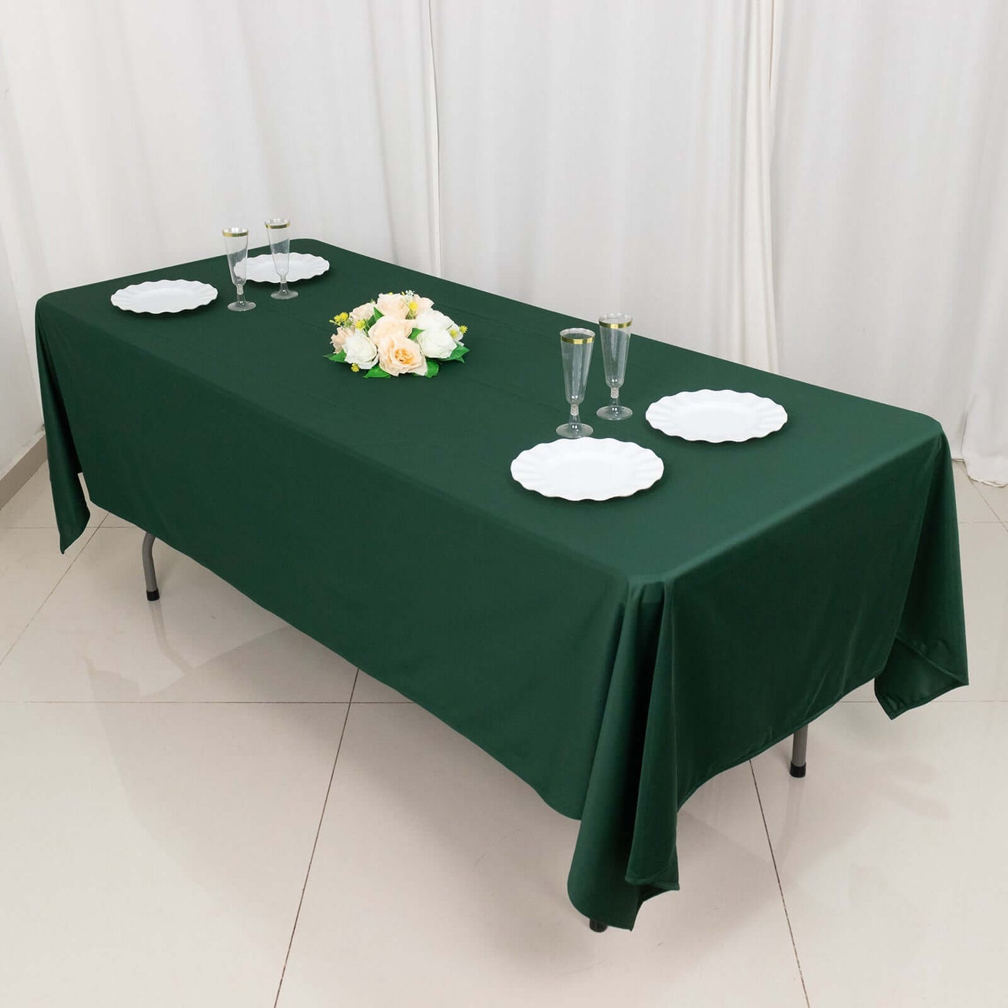 Scuba Rectangular 60"x102" Tablecloth Hunter Emerald Green - Wrinkle Free & Stain Resistant Table Cover - Bell Racket Store