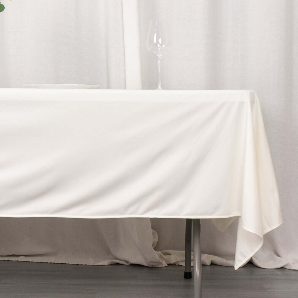 Scuba Rectangular 60"x102" Tablecloth Ivory - Wrinkle Free & Stain Resistant Table Cover - Bell Racket Store