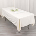 Scuba Rectangular 60"x102" Tablecloth Ivory - Wrinkle Free & Stain Resistant Table Cover - Bell Racket Store