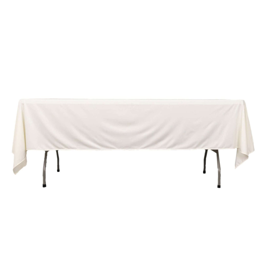 Scuba Rectangular 60"x102" Tablecloth Ivory - Wrinkle Free & Stain Resistant Table Cover - Bell Racket Store