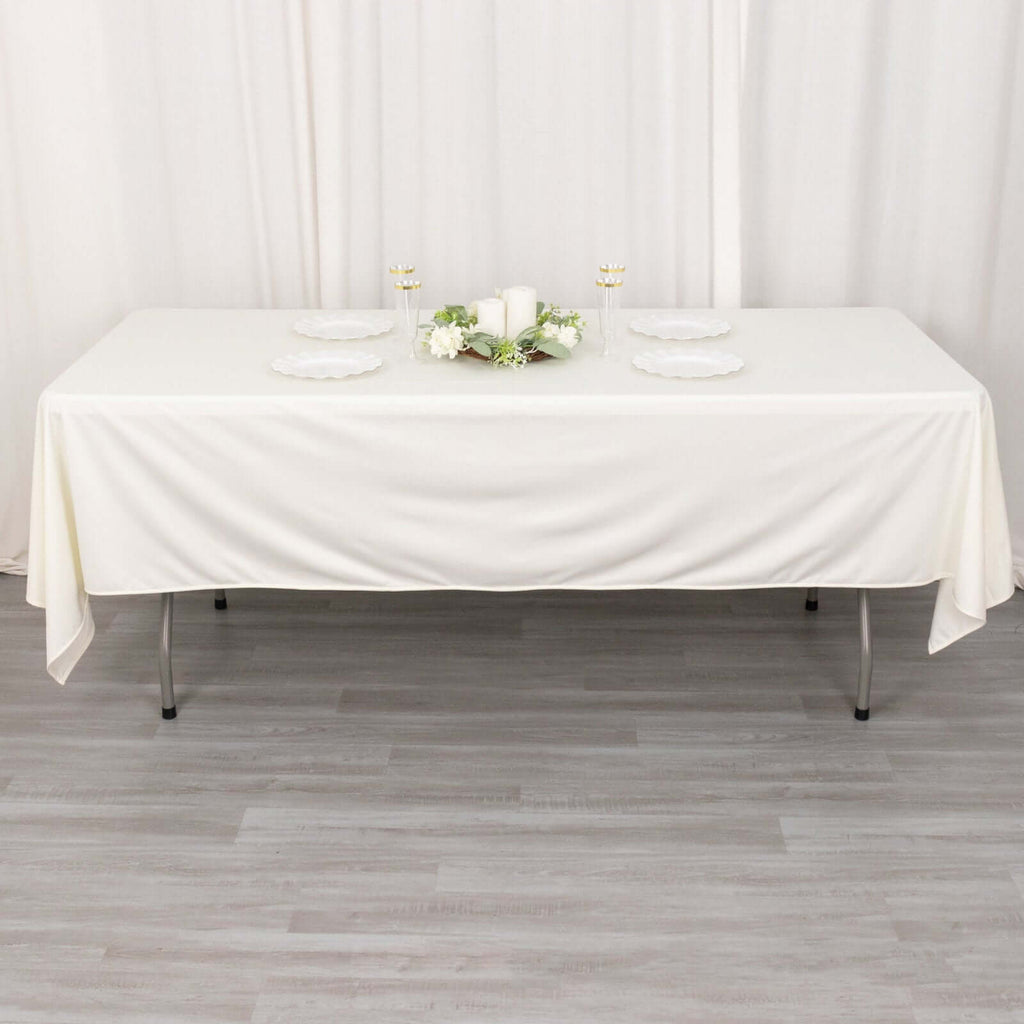 Scuba Rectangular 60"x102" Tablecloth Ivory - Wrinkle Free & Stain Resistant Table Cover - Bell Racket Store