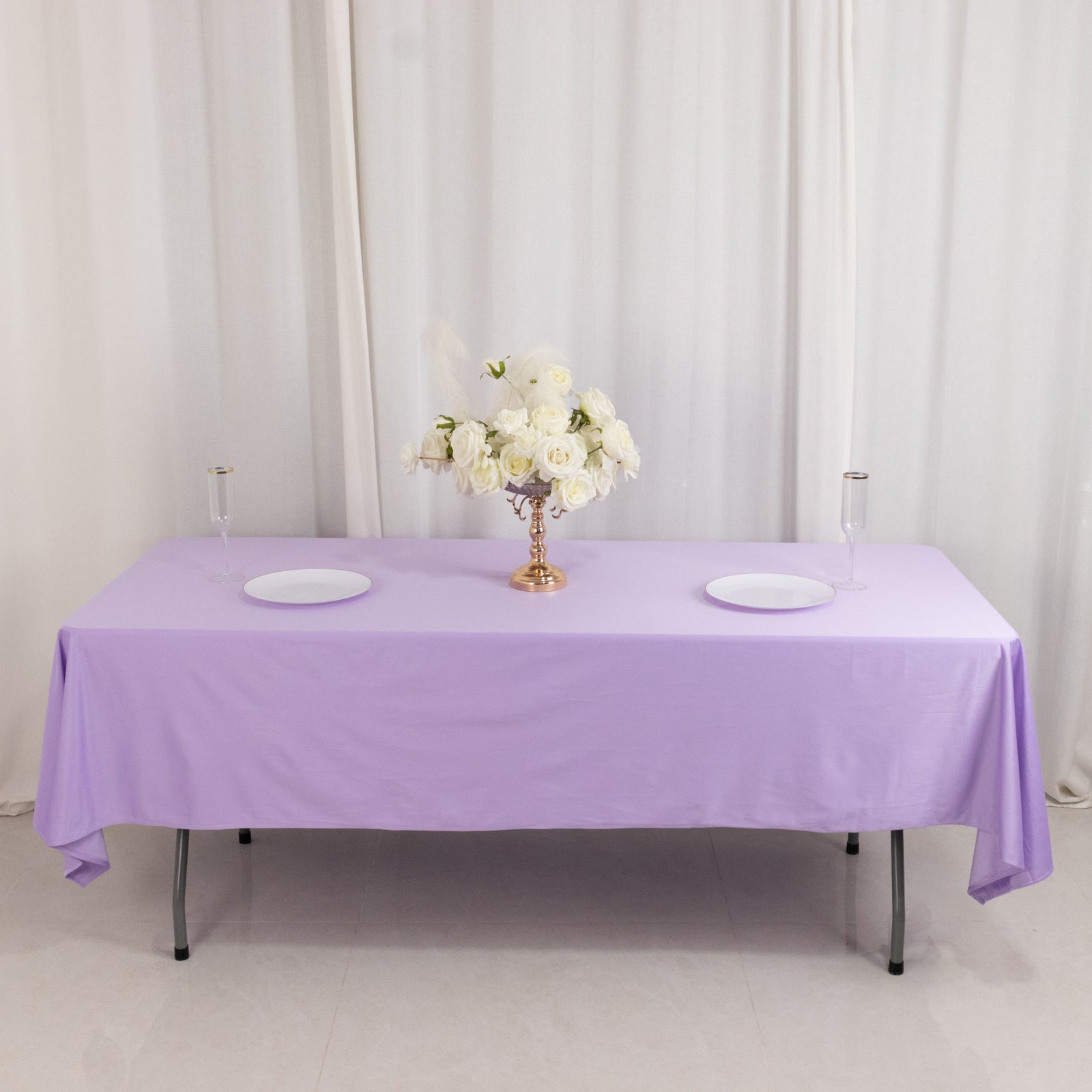 Scuba Rectangular 60"x102" Tablecloth Lavender Lilac - Wrinkle Free & Stain Resistant Table Cover - Bell Racket Store