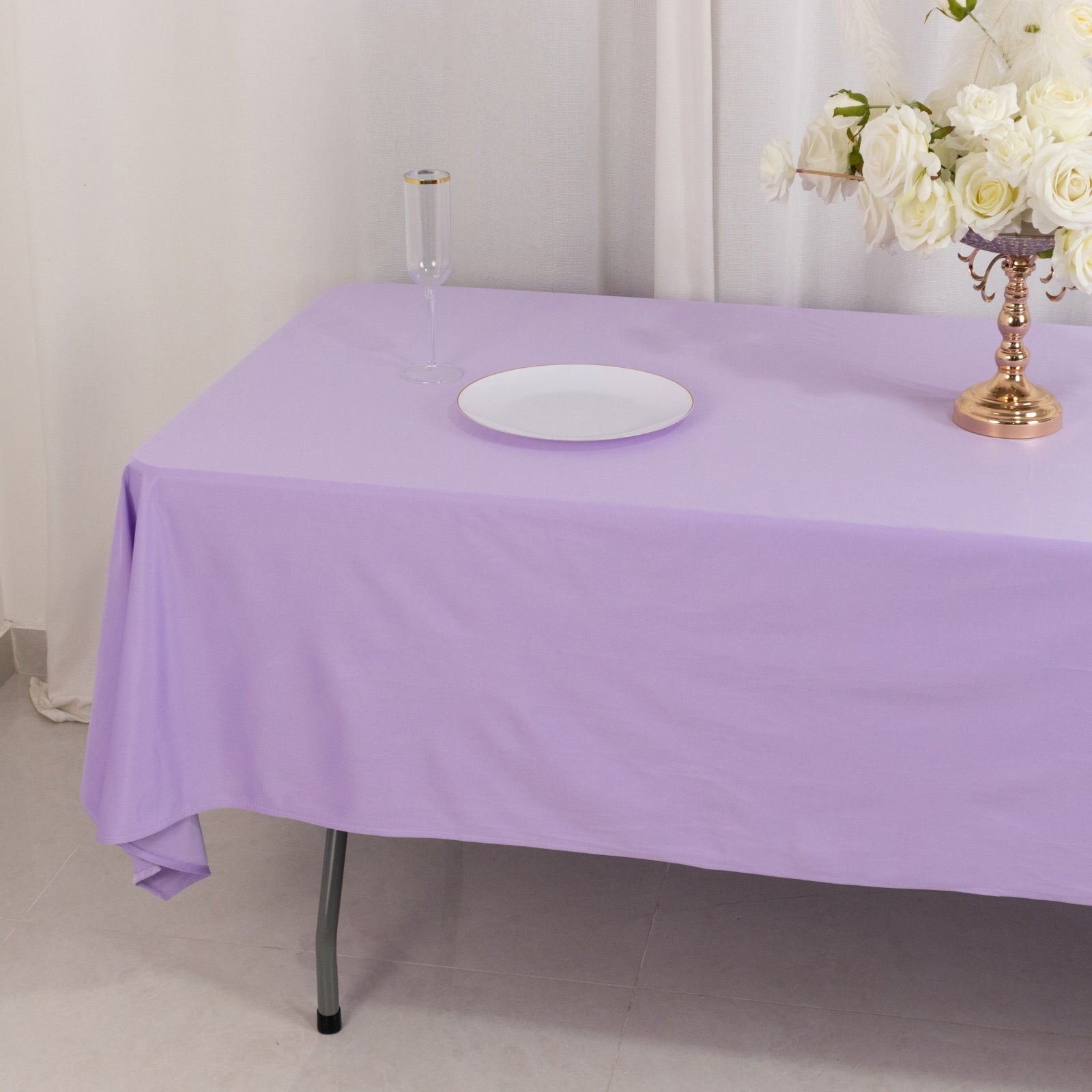 Scuba Rectangular 60"x102" Tablecloth Lavender Lilac - Wrinkle Free & Stain Resistant Table Cover - Bell Racket Store