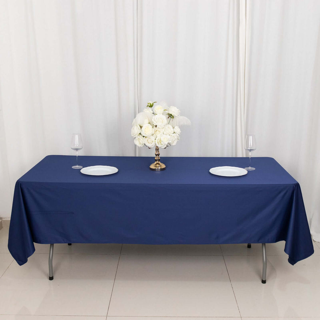 Scuba Rectangular 60"x102" Tablecloth Navy Blue - Wrinkle Free & Stain Resistant Table Cover - Bell Racket Store