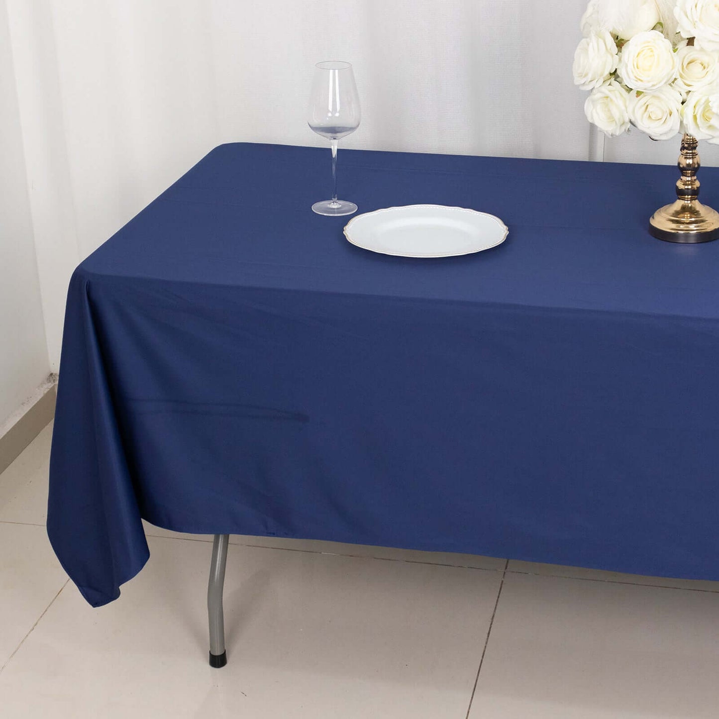 Scuba Rectangular 60"x102" Tablecloth Navy Blue - Wrinkle Free & Stain Resistant Table Cover - Bell Racket Store