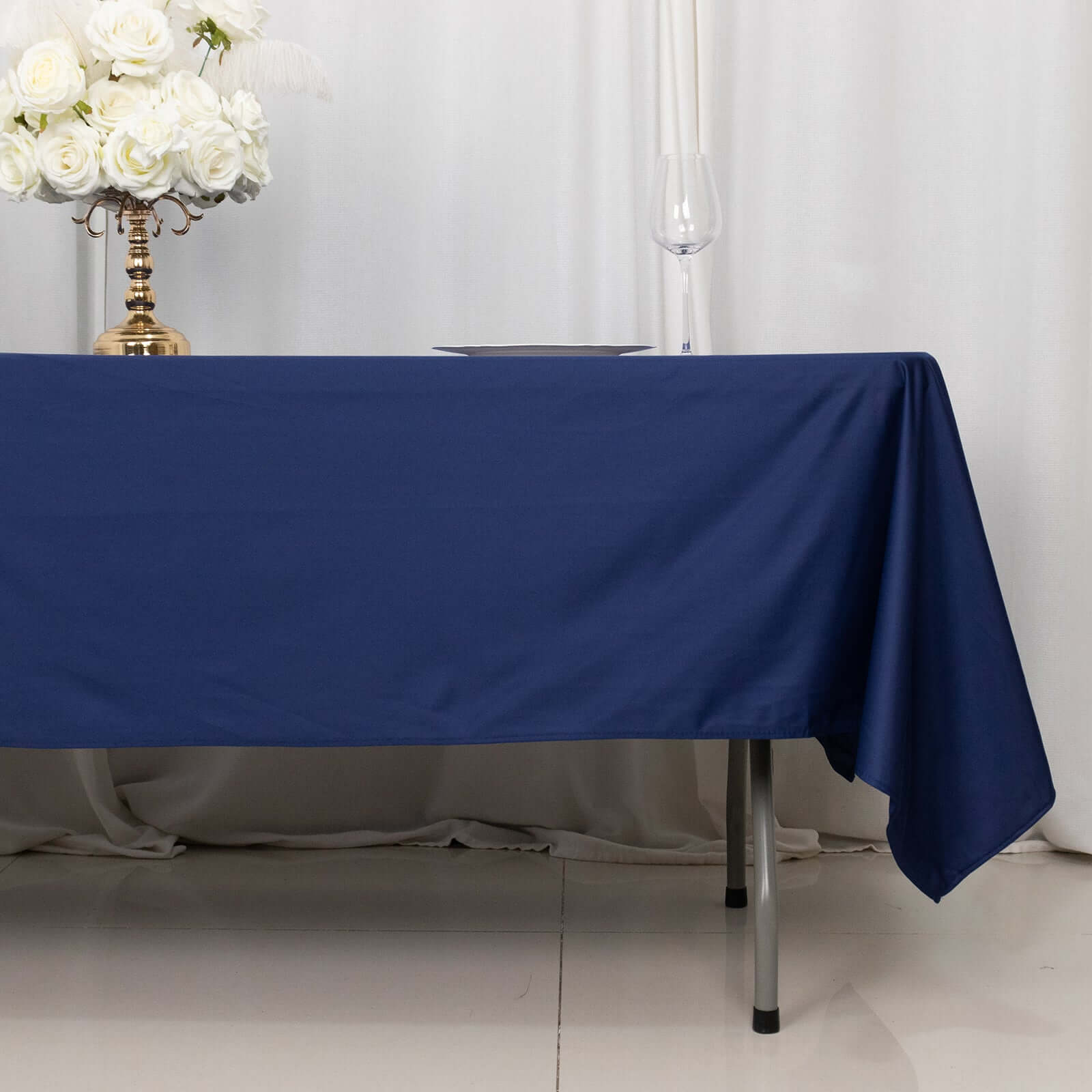 Scuba Rectangular 60"x102" Tablecloth Navy Blue - Wrinkle Free & Stain Resistant Table Cover - Bell Racket Store