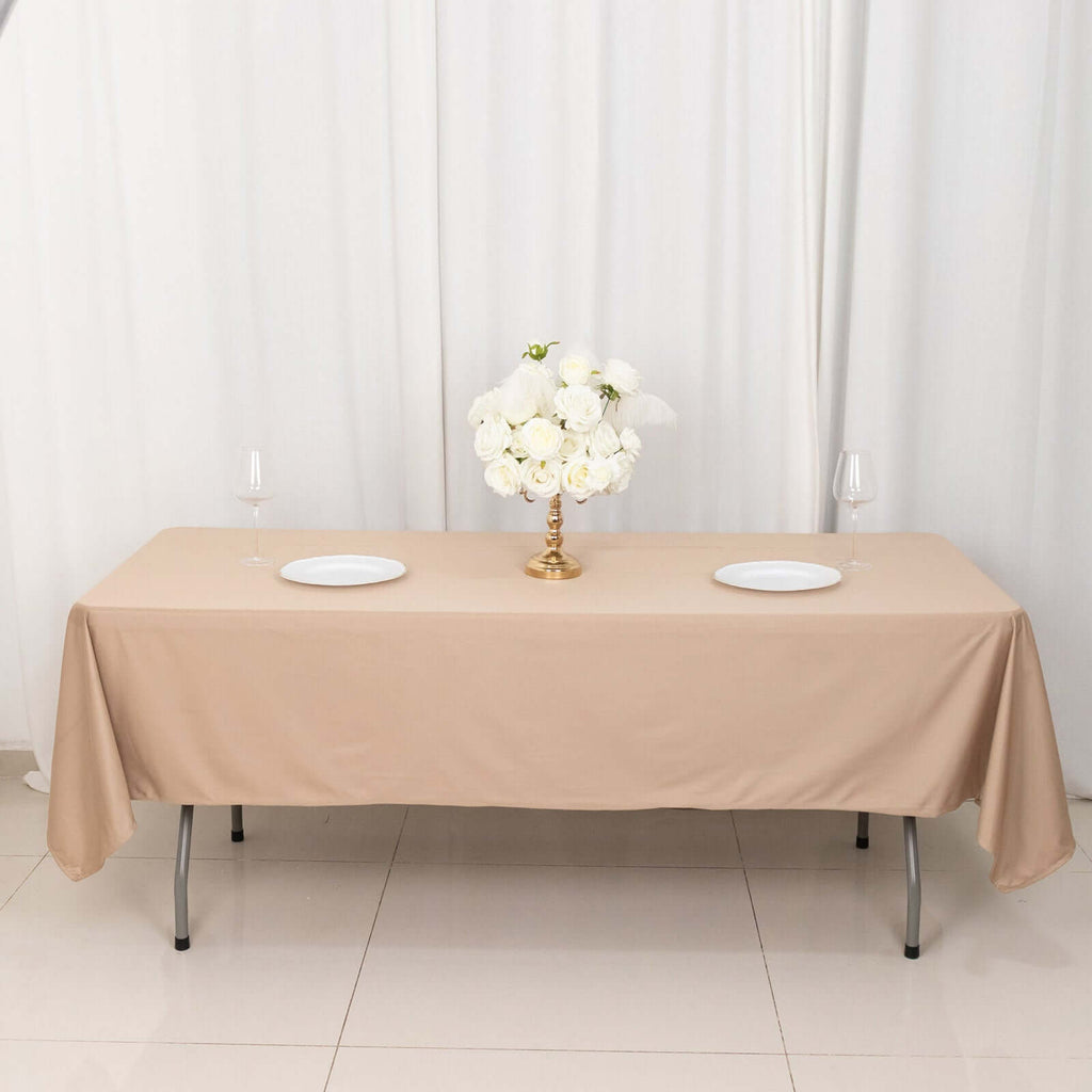 Scuba Rectangular 60"x102" Tablecloth Nude - Wrinkle Free & Stain Resistant Table Cover - Bell Racket Store