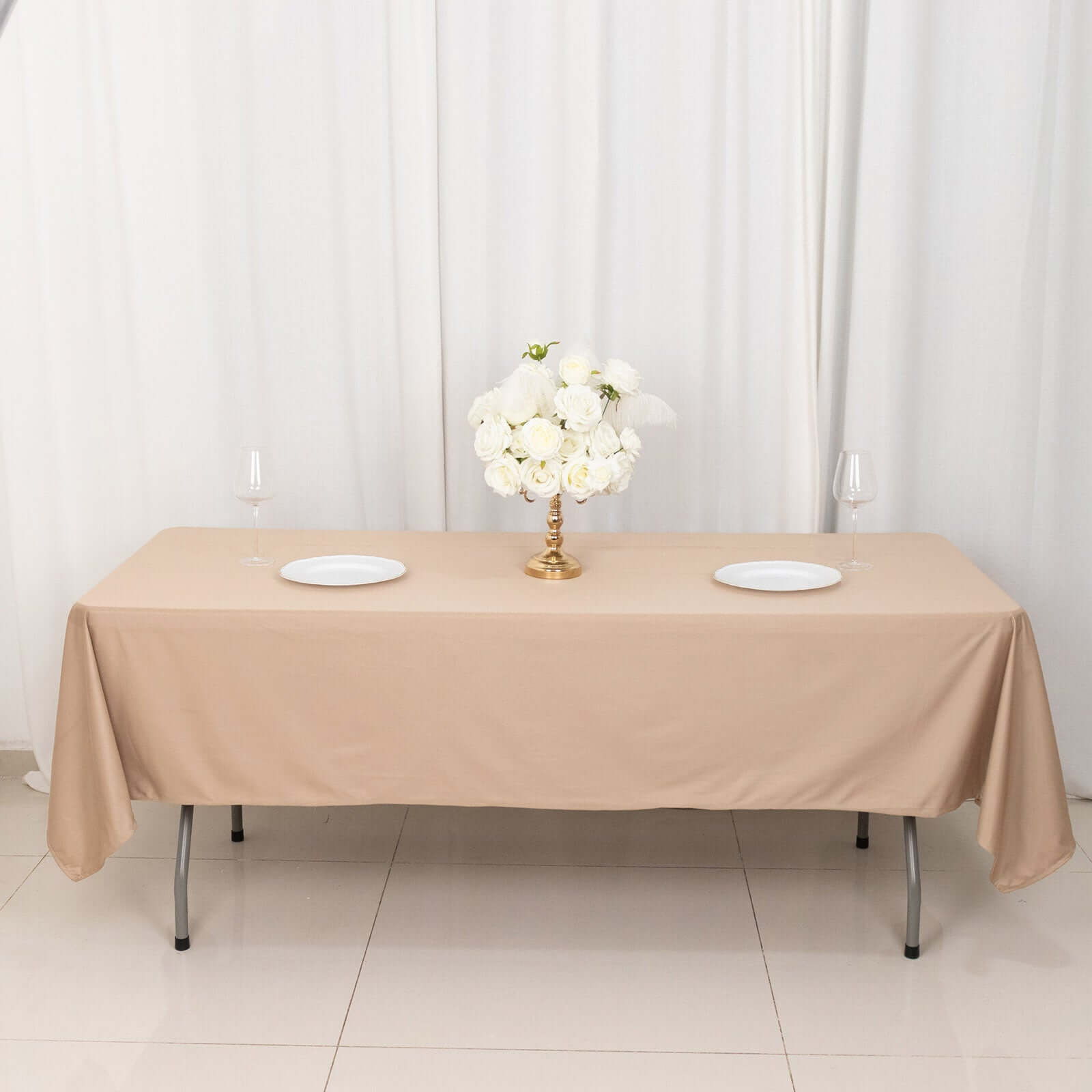 Scuba Rectangular 60"x102" Tablecloth Nude - Wrinkle Free & Stain Resistant Table Cover - Bell Racket Store