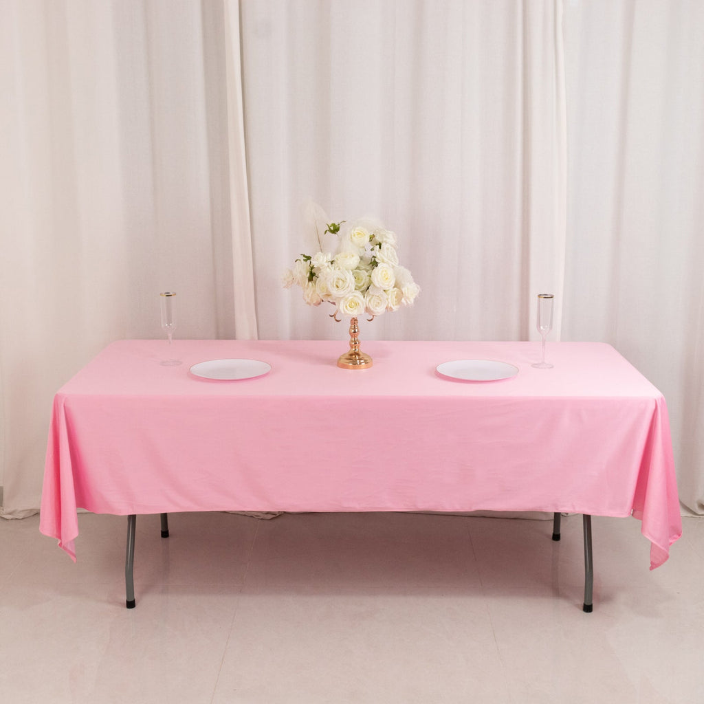 Scuba Rectangular 60"x102" Tablecloth Pink - Wrinkle Free & Stain Resistant Table Cover - Bell Racket Store