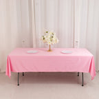 Scuba Rectangular 60"x102" Tablecloth Pink - Wrinkle Free & Stain Resistant Table Cover - Bell Racket Store