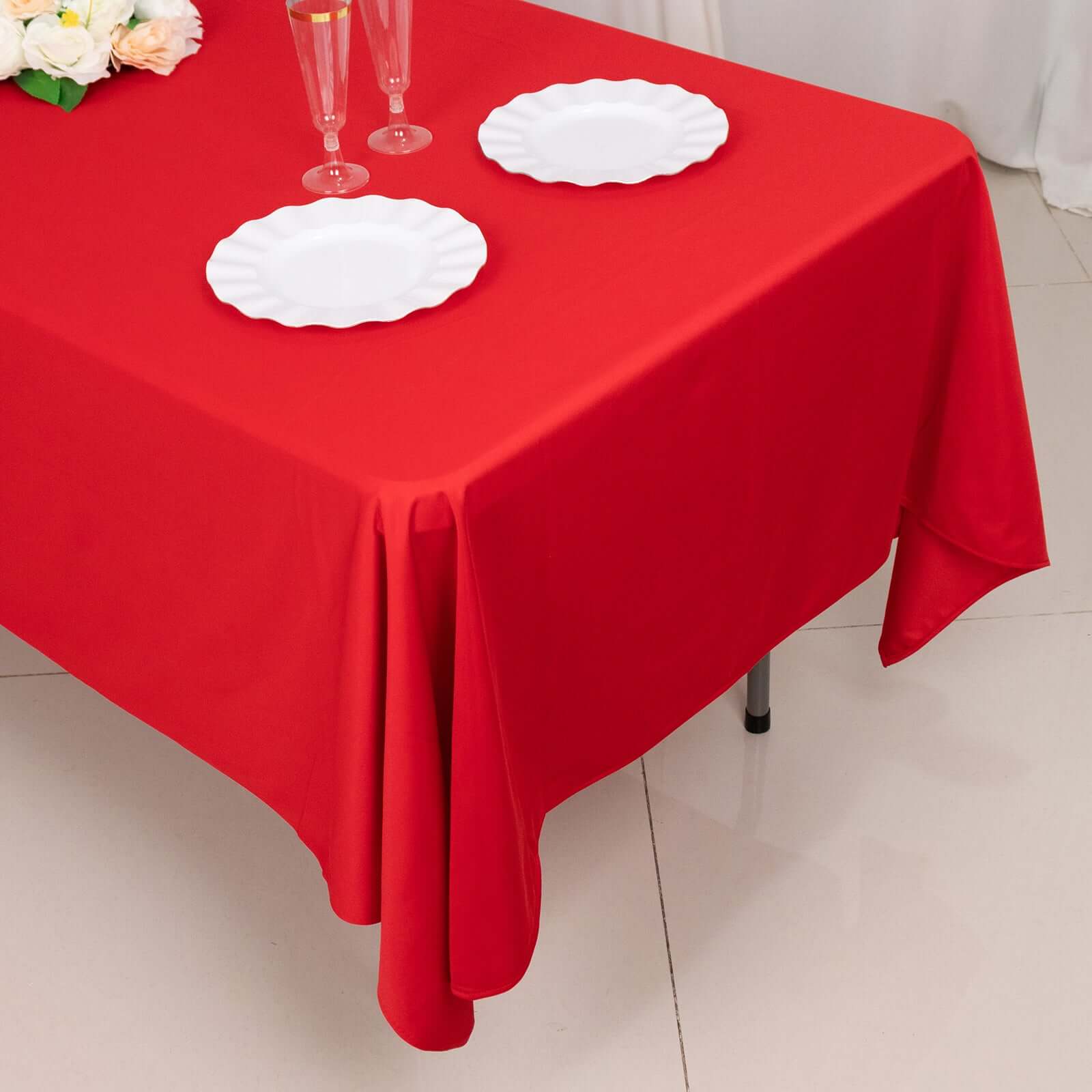 Scuba Rectangular 60"x102" Tablecloth Red - Wrinkle Free & Stain Resistant Table Cover - Bell Racket Store