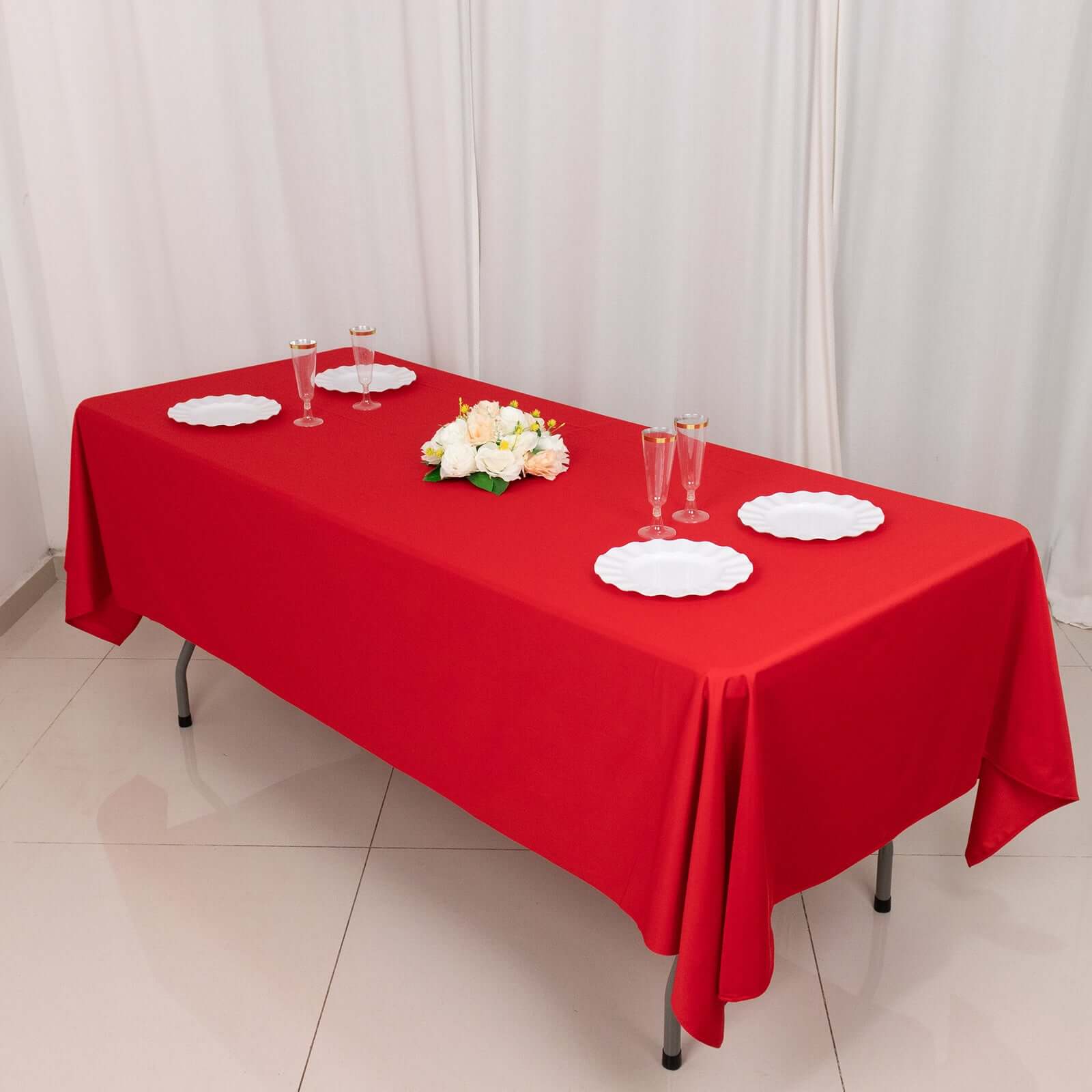 Scuba Rectangular 60"x102" Tablecloth Red - Wrinkle Free & Stain Resistant Table Cover - Bell Racket Store