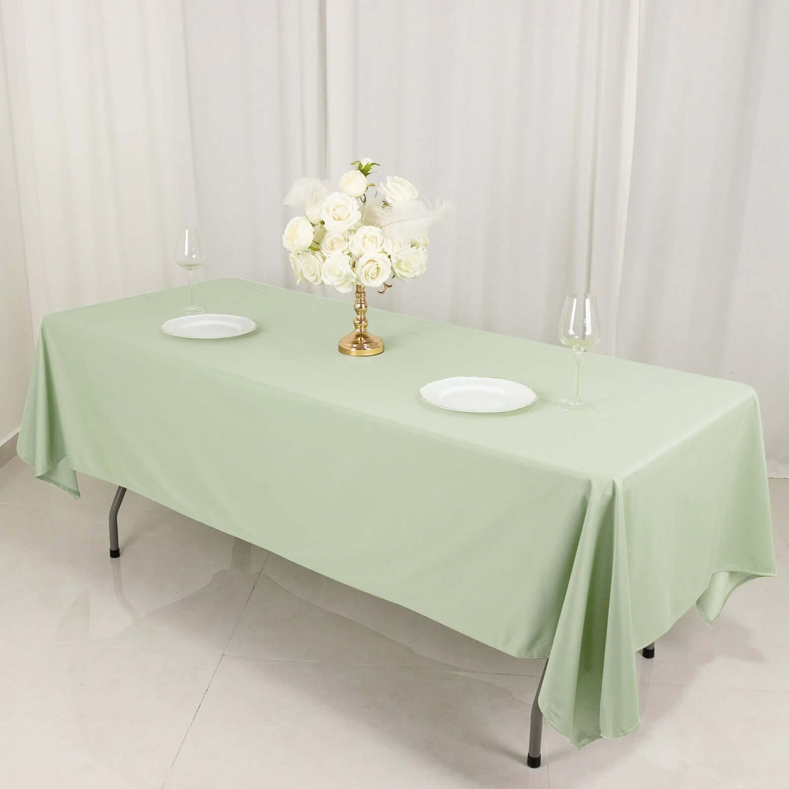 Scuba Rectangular 60"x102" Tablecloth Sage Green - Wrinkle Free & Stain Resistant Table Cover - Bell Racket Store