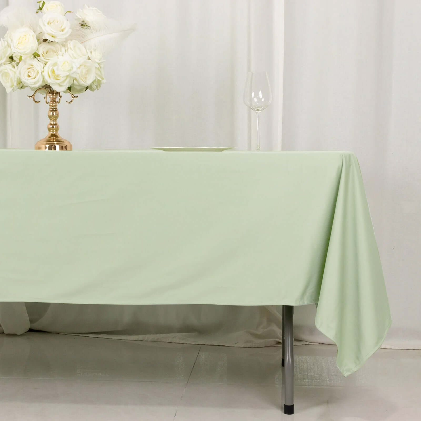 Scuba Rectangular 60"x102" Tablecloth Sage Green - Wrinkle Free & Stain Resistant Table Cover - Bell Racket Store