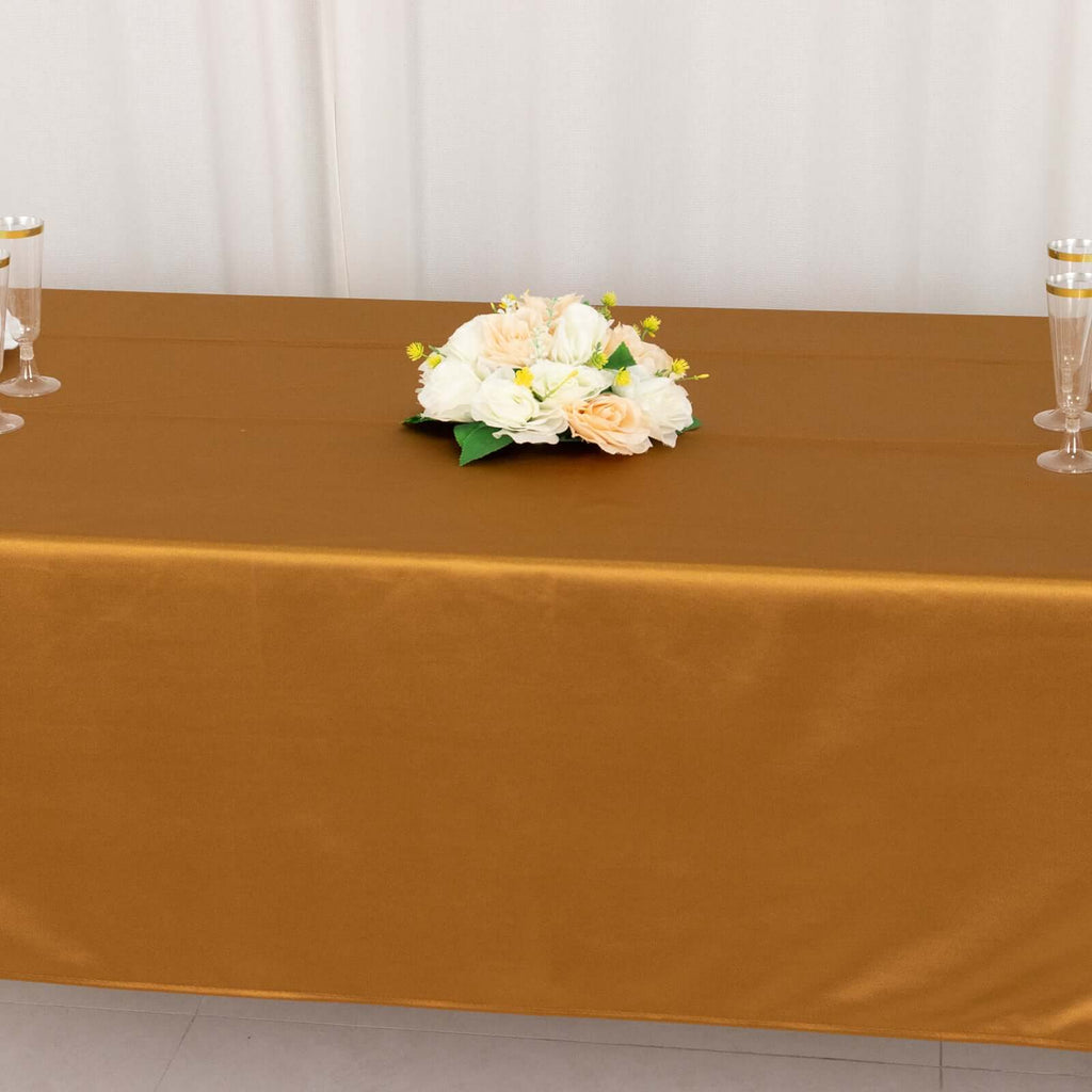 Scuba Rectangular 60"x102" Tablecloth Shimmering Gold - Wrinkle Free, Stain Resistant & Seamless Table Cover for Weddings and Parties - Bell Racket Store