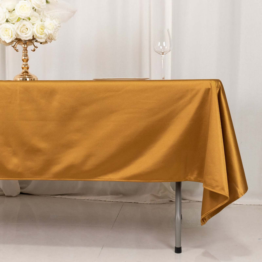 Scuba Rectangular 60"x102" Tablecloth Shimmering Gold - Wrinkle Free, Stain Resistant & Seamless Table Cover for Weddings and Parties - Bell Racket Store