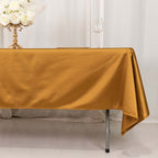 Scuba Rectangular 60"x102" Tablecloth Shimmering Gold - Wrinkle Free, Stain Resistant & Seamless Table Cover for Weddings and Parties - Bell Racket Store