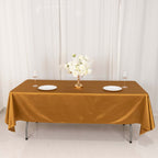 Scuba Rectangular 60"x102" Tablecloth Shimmering Gold - Wrinkle Free, Stain Resistant & Seamless Table Cover for Weddings and Parties - Bell Racket Store