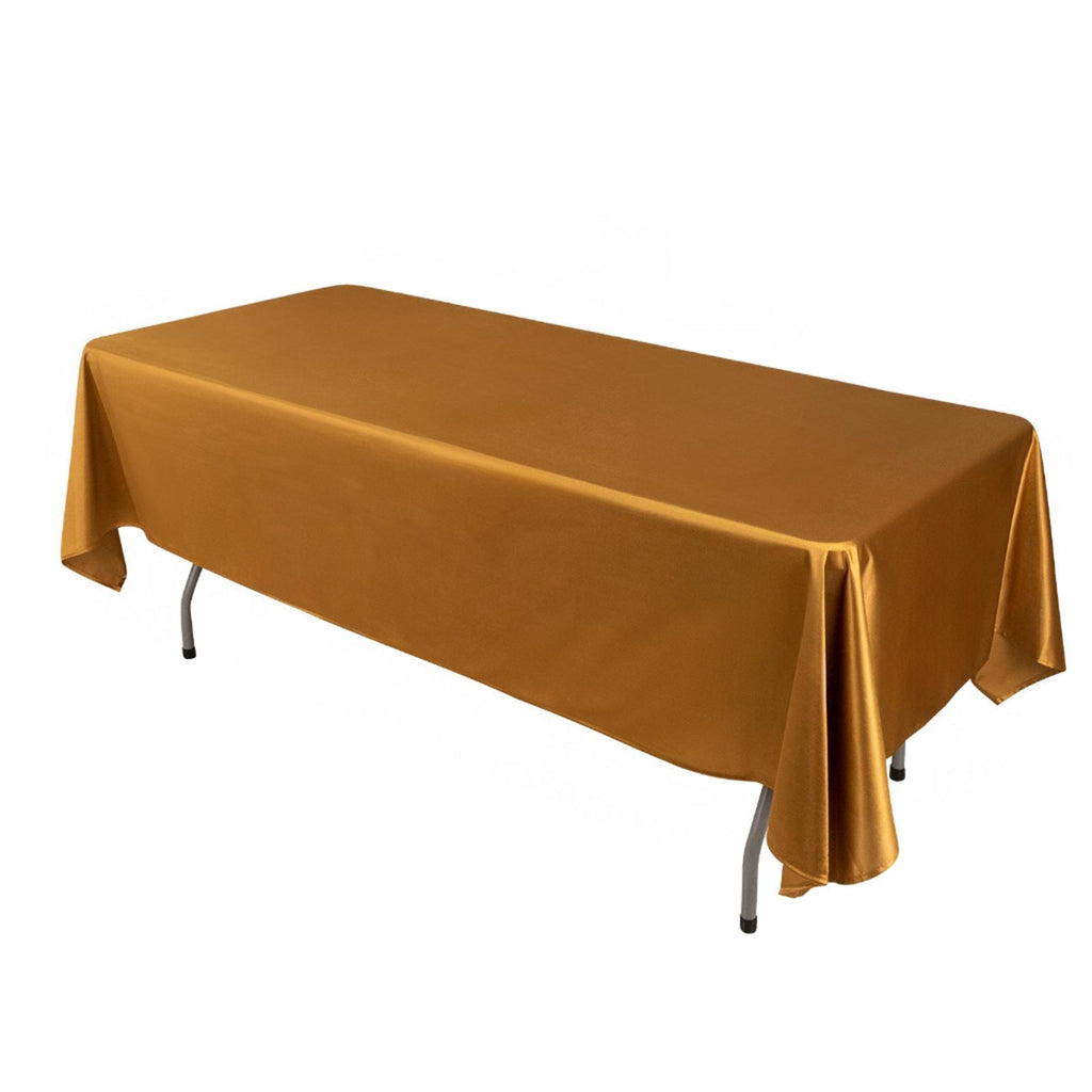 Scuba Rectangular 60"x102" Tablecloth Shimmering Gold - Wrinkle Free, Stain Resistant & Seamless Table Cover for Weddings and Parties - Bell Racket Store