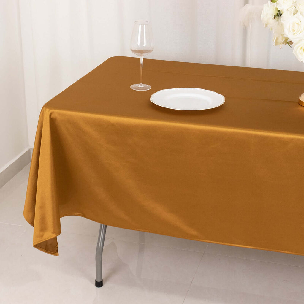 Scuba Rectangular 60"x102" Tablecloth Shimmering Gold - Wrinkle Free, Stain Resistant & Seamless Table Cover for Weddings and Parties - Bell Racket Store