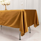 Scuba Rectangular 60"x102" Tablecloth Shimmering Gold - Wrinkle Free, Stain Resistant & Seamless Table Cover for Weddings and Parties - Bell Racket Store