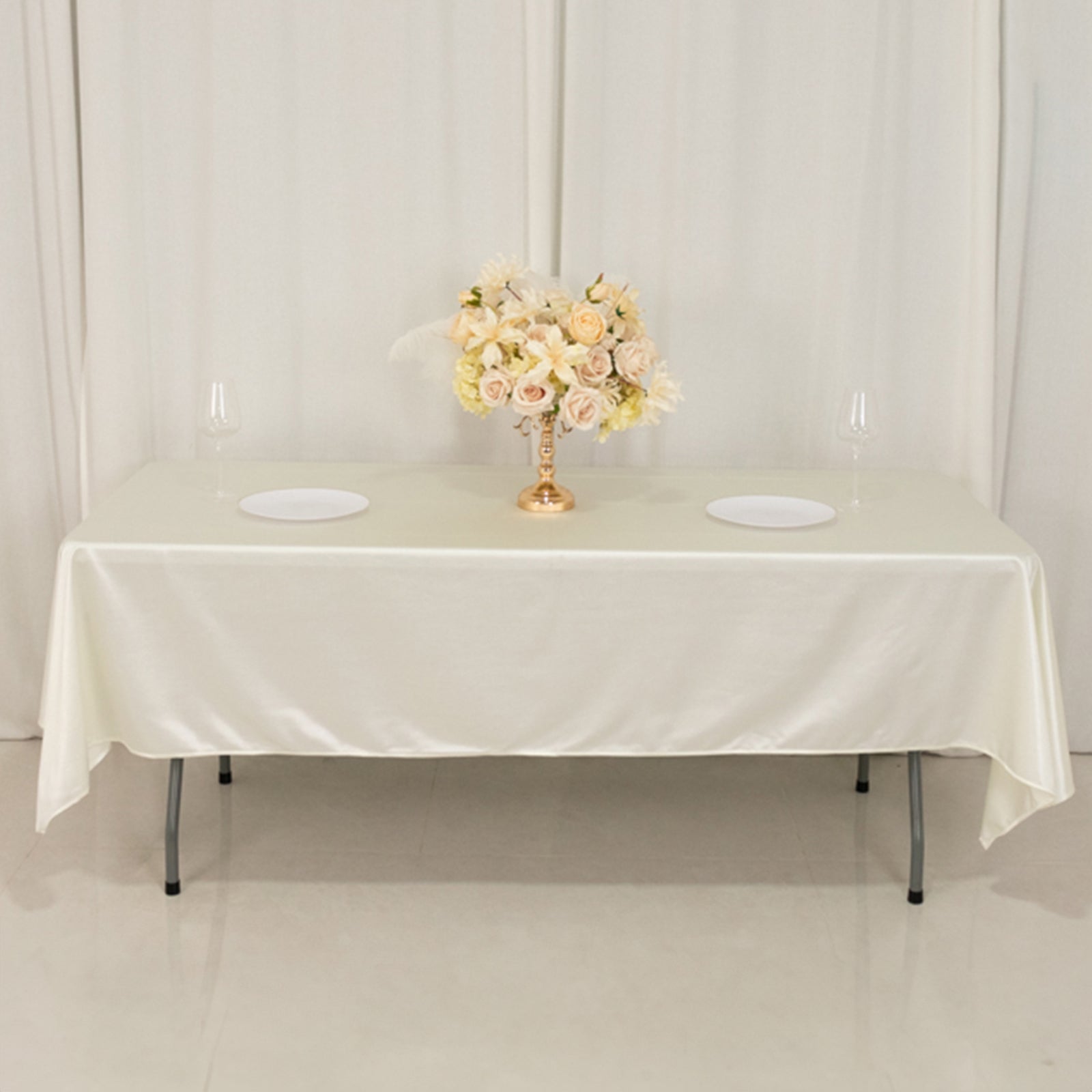 Scuba Rectangular 60"x102" Tablecloth Shimmering Pearl White - Wrinkle Free & Stain Resistant Table Cover - Bell Racket Store