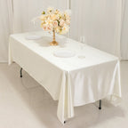 Scuba Rectangular 60"x102" Tablecloth Shimmering Pearl White - Wrinkle Free & Stain Resistant Table Cover - Bell Racket Store