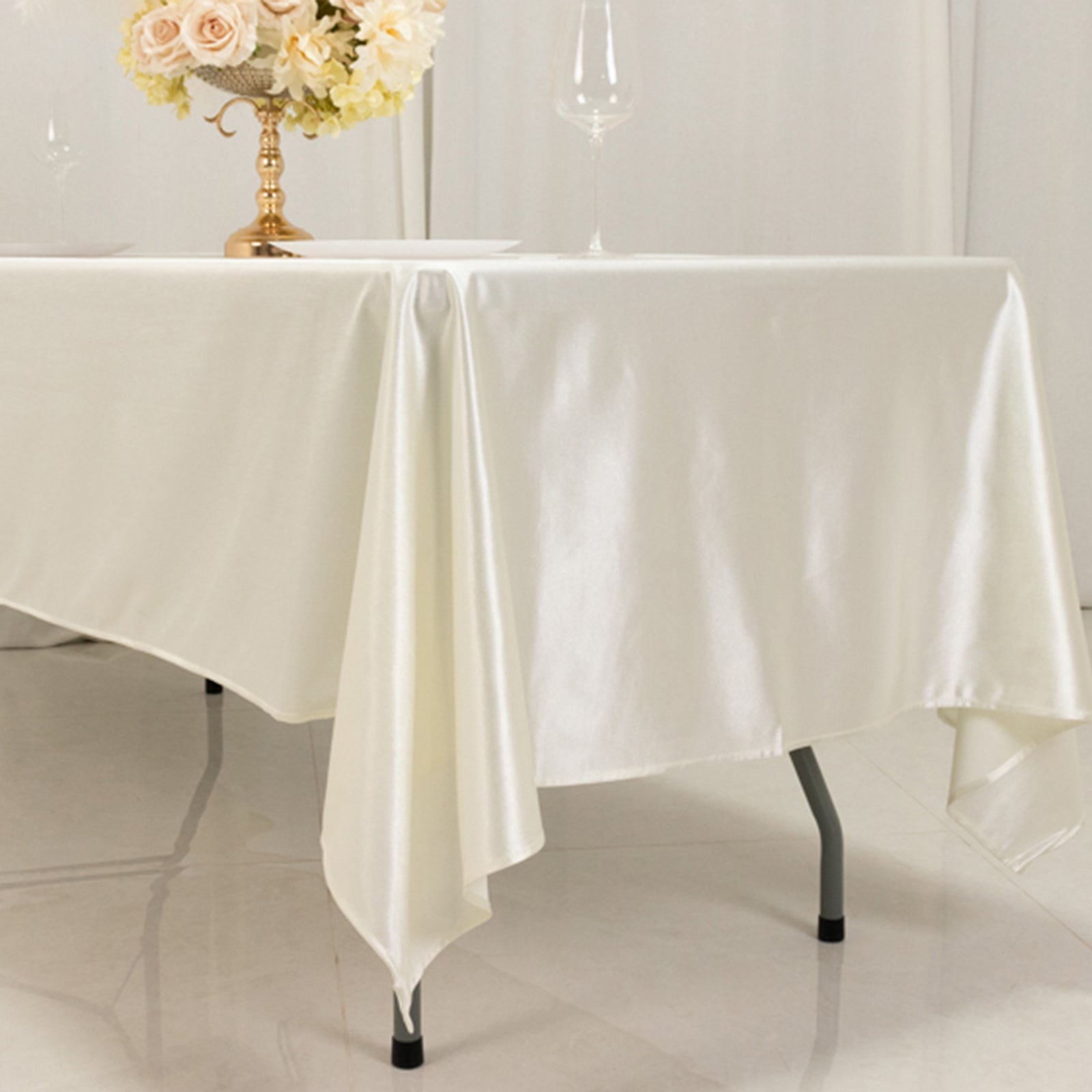 Scuba Rectangular 60"x102" Tablecloth Shimmering Pearl White - Wrinkle Free & Stain Resistant Table Cover - Bell Racket Store