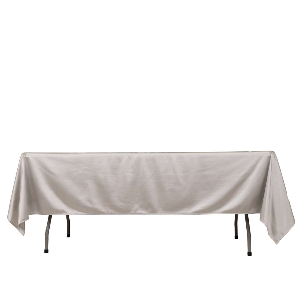 Scuba Rectangular 60"x102" Tablecloth Shimmering Silver - Wrinkle Free & Stain Resistant Table Cover - Bell Racket Store