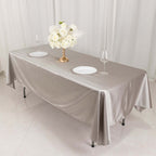 Scuba Rectangular 60"x102" Tablecloth Shimmering Silver - Wrinkle Free & Stain Resistant Table Cover - Bell Racket Store