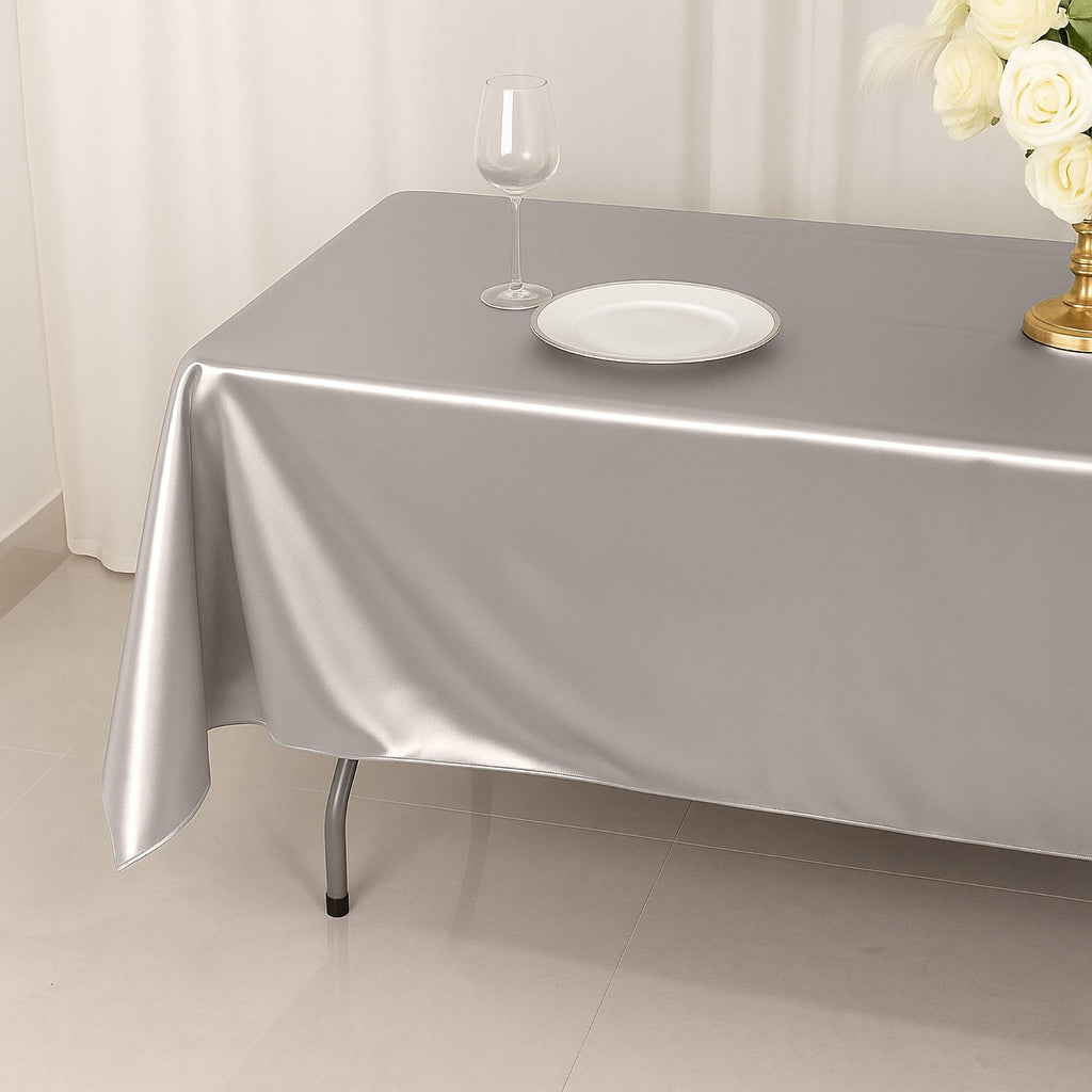 Scuba Rectangular 60"x102" Tablecloth Shimmering Silver - Wrinkle Free & Stain Resistant Table Cover - Bell Racket Store