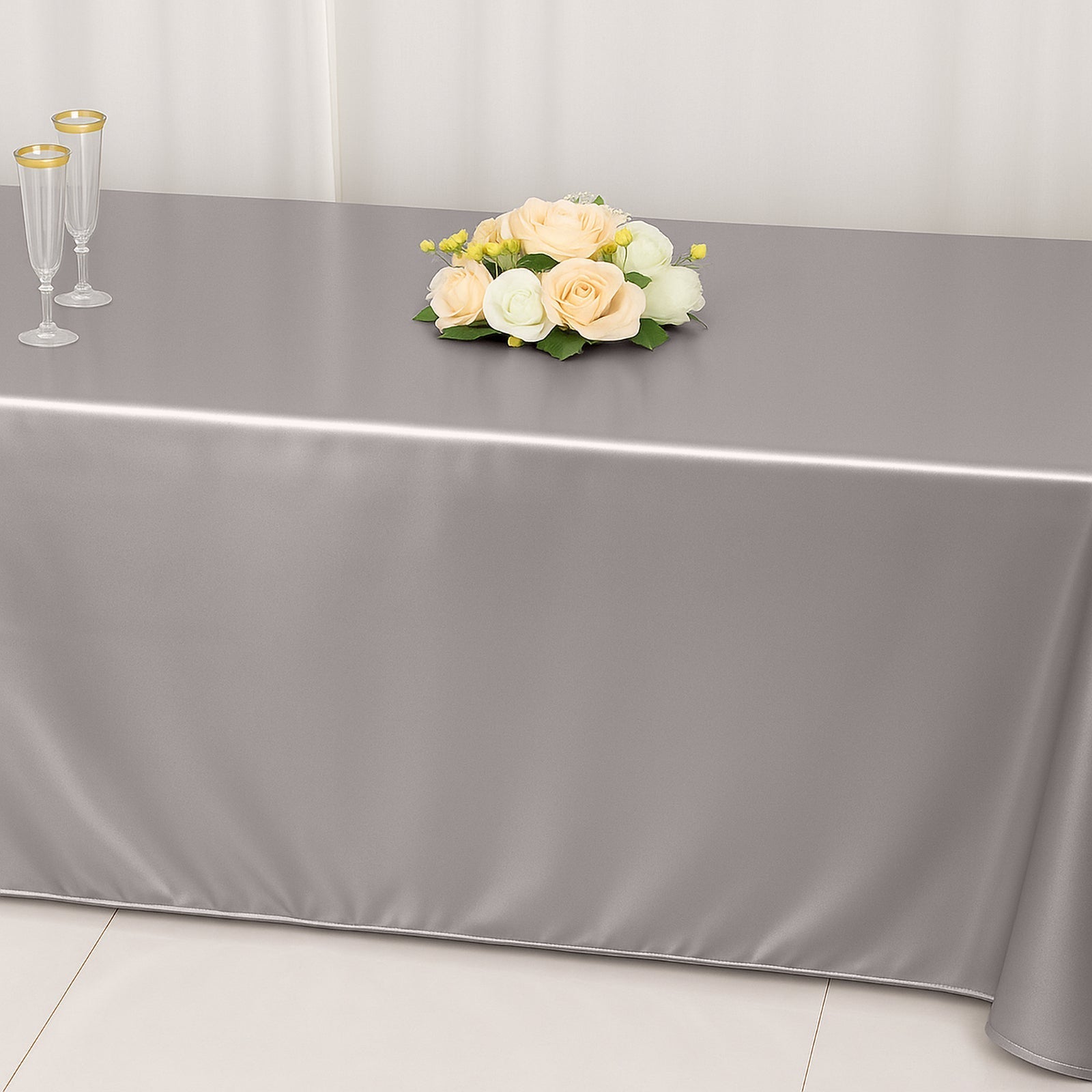 Scuba Rectangular 60"x102" Tablecloth Shimmering Silver - Wrinkle Free & Stain Resistant Table Cover - Bell Racket Store