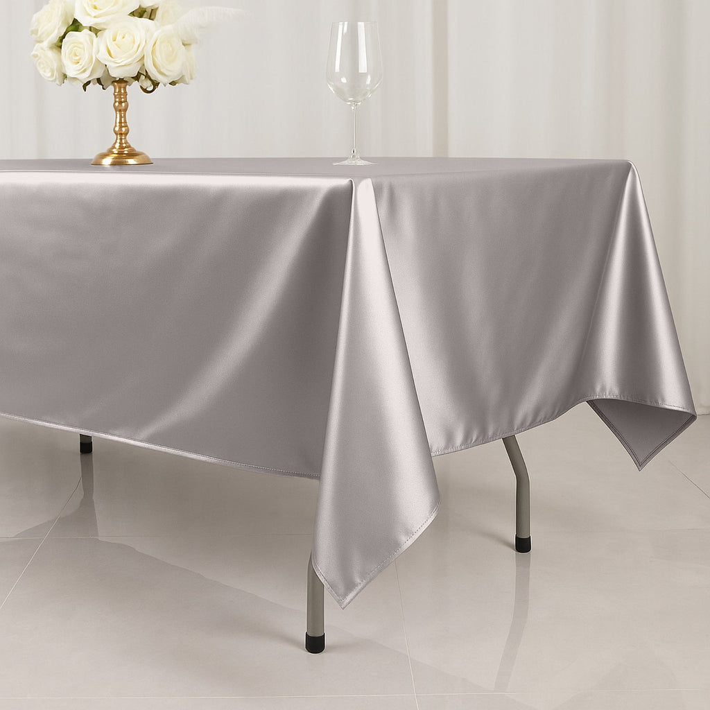 Scuba Rectangular 60"x102" Tablecloth Shimmering Silver - Wrinkle Free & Stain Resistant Table Cover - Bell Racket Store