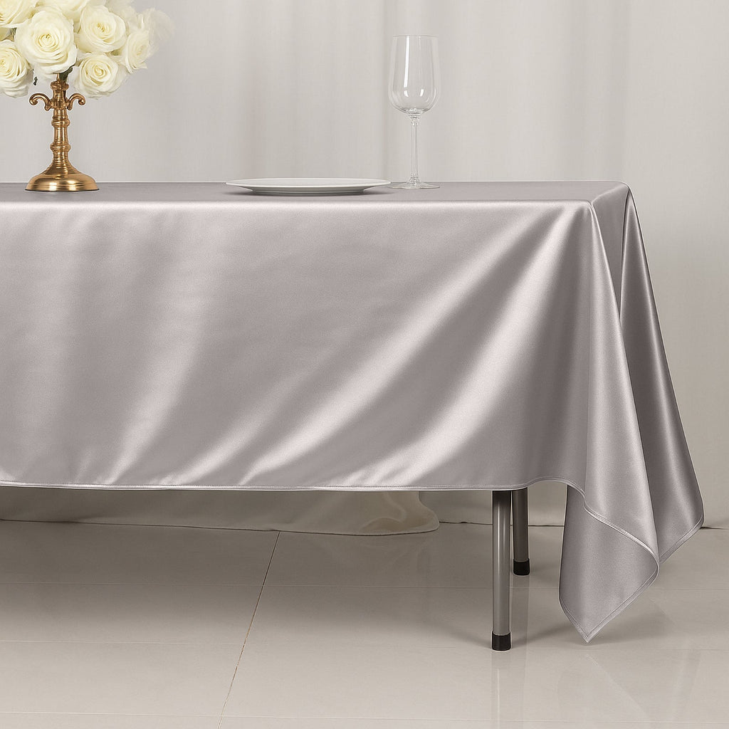 Scuba Rectangular 60"x102" Tablecloth Shimmering Silver - Wrinkle Free & Stain Resistant Table Cover - Bell Racket Store