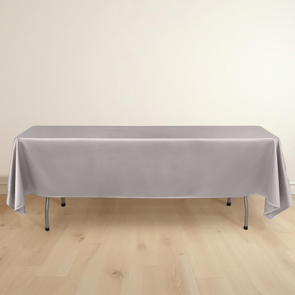 Scuba Rectangular 60"x102" Tablecloth Shimmering Silver - Wrinkle Free & Stain Resistant Table Cover - Bell Racket Store