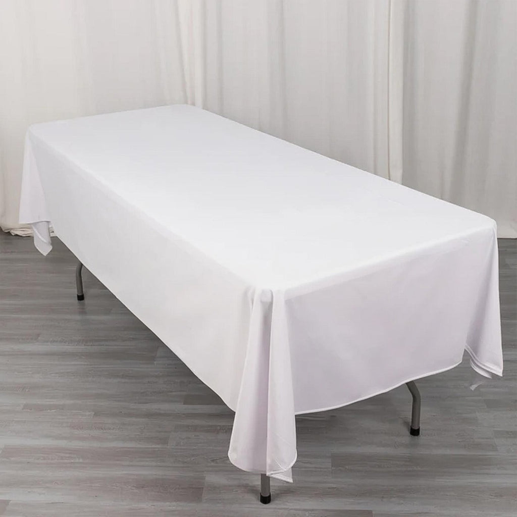Scuba Rectangular 60"x102" Tablecloth White - Wrinkle Free & Stain Resistant Table Cover for Weddings and Banquets - Bell Racket Store