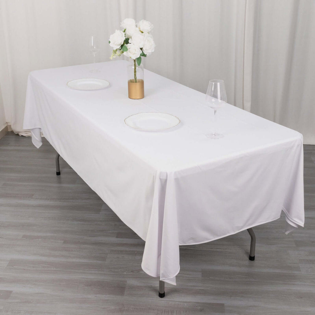 Scuba Rectangular 60"x102" Tablecloth White - Wrinkle Free & Stain Resistant Table Cover for Weddings and Banquets - Bell Racket Store