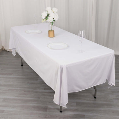Scuba Rectangular 60"x102" Tablecloth White - Wrinkle Free & Stain Resistant Table Cover for Weddings and Banquets - Bell Racket Store