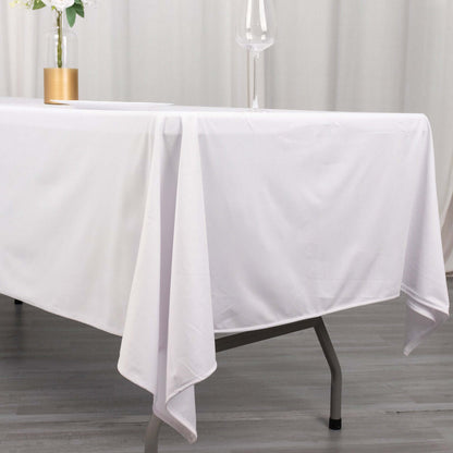 Scuba Rectangular 60"x102" Tablecloth White - Wrinkle Free & Stain Resistant Table Cover for Weddings and Banquets - Bell Racket Store