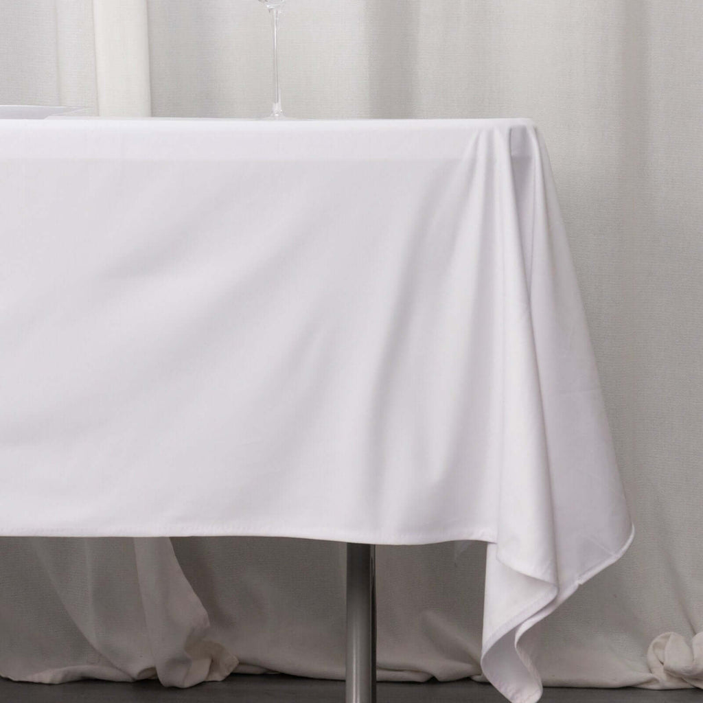 Scuba Rectangular 60"x102" Tablecloth White - Wrinkle Free & Stain Resistant Table Cover for Weddings and Banquets - Bell Racket Store