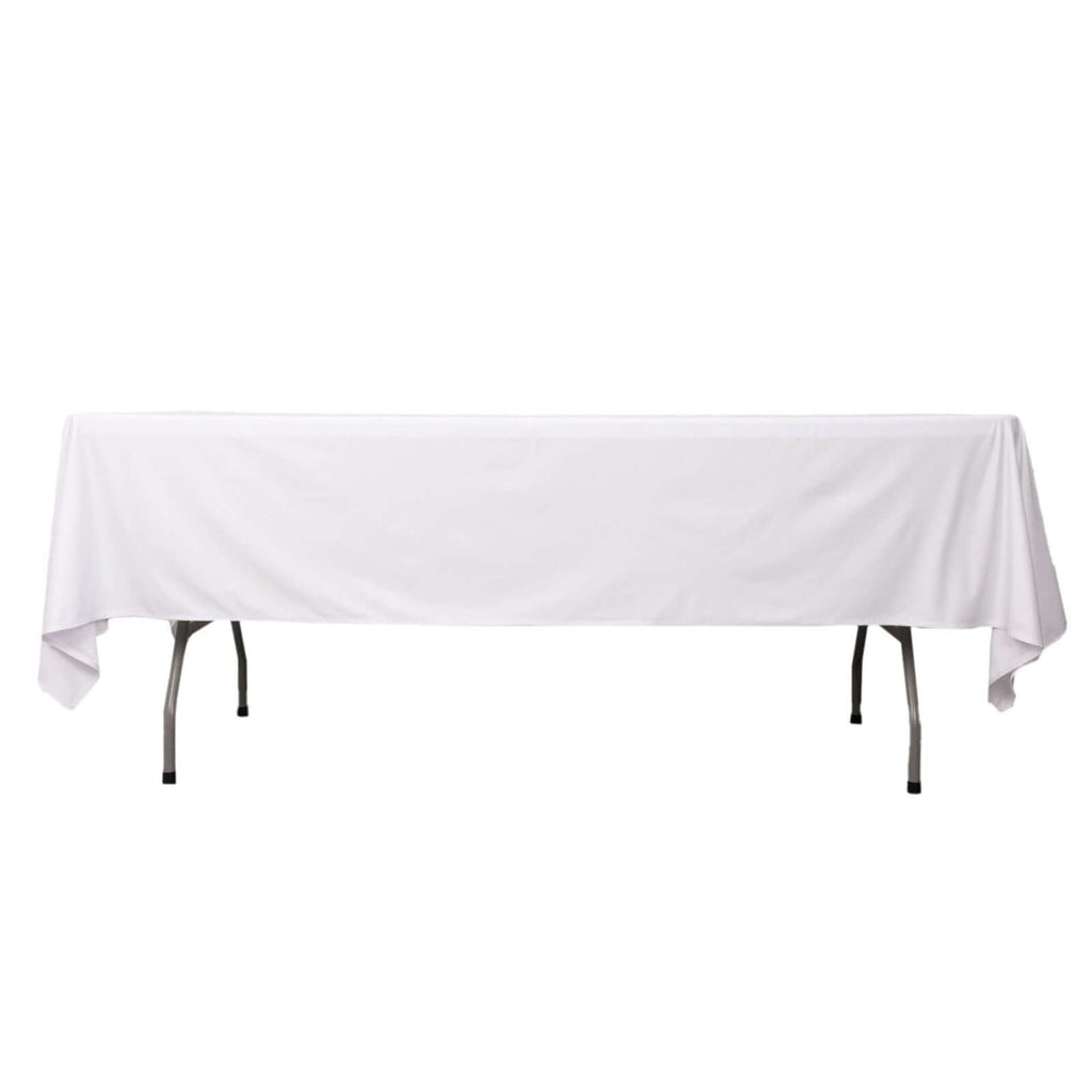 Scuba Rectangular 60"x102" Tablecloth White - Wrinkle Free & Stain Resistant Table Cover for Weddings and Banquets - Bell Racket Store