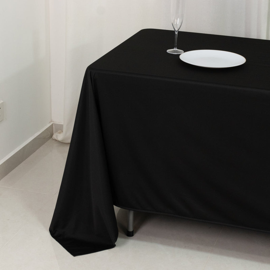Scuba Rectangular 72"x120" Tablecloth Black - Wrinkle Free & Stain Resistant Table Cover - Bell Racket Store